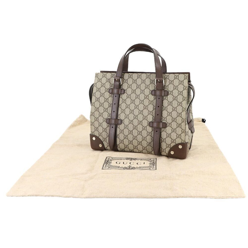 Gucci Brown Supreme GG Bag Leather Beige Tote